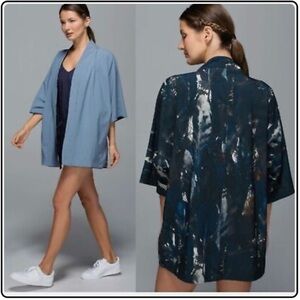 Stylish Women's Blue and Black Open-Front Blouse